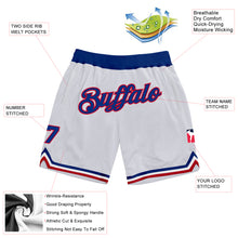 Load image into Gallery viewer, Custom White Royal-Red Authentic Throwback Basketball Shorts