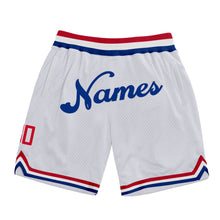 Load image into Gallery viewer, Custom White Royal Authentic Throwback Basketball Shorts