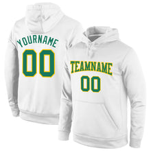 Load image into Gallery viewer, Custom Stitched White Kelly Green-Gold Sports Pullover Sweatshirt Hoodie