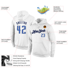 Load image into Gallery viewer, Custom Stitched White Blue-Navy Sports Pullover Sweatshirt Hoodie