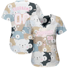 Load image into Gallery viewer, Custom White White-Light Pink 3D Pattern Design Teddy Bears Authentic Baseball Jersey