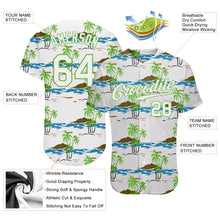 Load image into Gallery viewer, Custom White White-Neon Green 3D Pattern Design Beaches Authentic Baseball Jersey