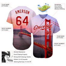 Load image into Gallery viewer, Custom White Red-White 3D Pattern Design Golden Gate Bridge Authentic Baseball Jersey