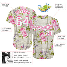 Load image into Gallery viewer, Custom White White-Pink 3D Pattern Design Floral Pattern With The Eiffel Tower Authentic Baseball Jersey