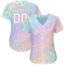 Load image into Gallery viewer, Custom White White-Medium Pink 3D Pattern Design Leopard Authentic Baseball Jersey