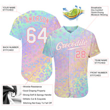 Load image into Gallery viewer, Custom White White-Medium Pink 3D Pattern Design Leopard Authentic Baseball Jersey