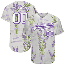 Load image into Gallery viewer, Custom White White-Purple 3D Pattern Design Lavenders Authentic Baseball Jersey