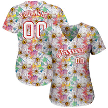 Load image into Gallery viewer, Custom White White-Red 3D Pattern Design Daisy Authentic Baseball Jersey