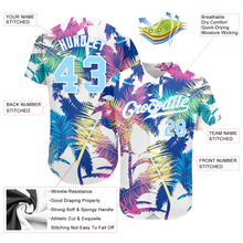 Load image into Gallery viewer, Custom White Light Blue 3D Pattern Design Hawaii Palm Trees Authentic Baseball Jersey