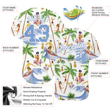 Load image into Gallery viewer, Custom White Light Blue-White 3D Pattern Design Hawaii Palm Trees Authentic Baseball Jersey