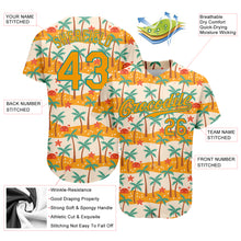 Load image into Gallery viewer, Custom White Gold-Teal 3D Pattern Design Hawaii Palm Trees Authentic Baseball Jersey
