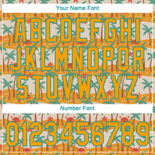 Load image into Gallery viewer, Custom White Gold-Teal 3D Pattern Design Hawaii Palm Trees Authentic Baseball Jersey