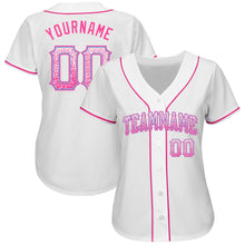 Load image into Gallery viewer, Custom White Pink-Light Blue Authentic Drift Fashion Baseball Jersey