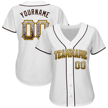 Load image into Gallery viewer, Custom White Brown-Gold Authentic Drift Fashion Baseball Jersey