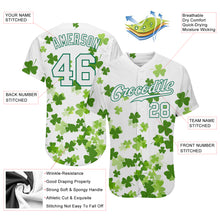 Load image into Gallery viewer, Custom White White-Kelly Green 3D Pattern Design Authentic St. Patrick's Day Baseball Jersey