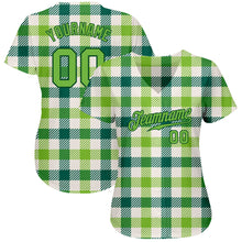 Load image into Gallery viewer, Custom White Neon Green-Green 3D Pattern Design Authentic St. Patrick's Day Baseball Jersey