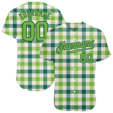Load image into Gallery viewer, Custom White Neon Green-Green 3D Pattern Design Authentic St. Patrick's Day Baseball Jersey