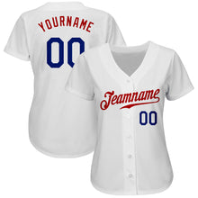 Load image into Gallery viewer, Custom White Royal-Red Authentic Baseball Jersey