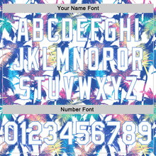 Load image into Gallery viewer, Custom White White-Light Blue 3D Pattern Hawaii Palm Trees Authentic Basketball Jersey