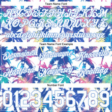 Load image into Gallery viewer, Custom White White-Light Blue 3D Pattern Design Palm Trees Authentic Basketball Shorts