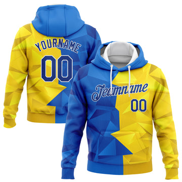 Custom Stitched Gold Royal-White 3D Pattern Design Ukrainian Flag Sports Pullover Sweatshirt Hoodie