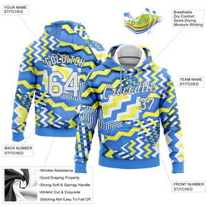 Custom Stitched Light Blue White Gold-Royal 3D Pattern Design Sports Pullover Sweatshirt Hoodie