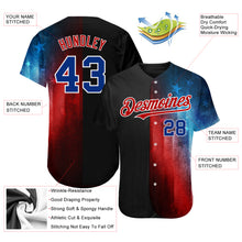 Load image into Gallery viewer, Custom Black Royal-Red 3D American Flag Fashion Authentic Baseball Jersey

