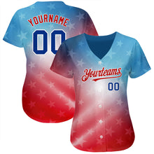 Load image into Gallery viewer, Custom Red Royal-Black 3D American Flag Fashion Authentic Baseball Jersey
