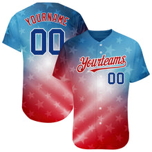 Load image into Gallery viewer, Custom Red Royal-Black 3D American Flag Fashion Authentic Baseball Jersey
