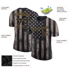 Load image into Gallery viewer, Custom Camo Black-Old Gold 3D American Flag Fashion Performance Salute To Service T-Shirt
