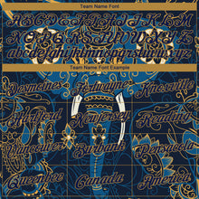 Load image into Gallery viewer, Custom Navy Old Gold 3D Pattern Design Elephant Performance T-Shirt
