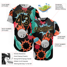 Load image into Gallery viewer, Custom Black Old Gold 3D Pattern Design Bowling Authentic Baseball Jersey
