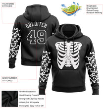 Load image into Gallery viewer, Custom Stitched Black White 3D Skull Fashion Sports Pullover Sweatshirt Hoodie
