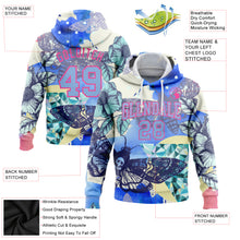 Load image into Gallery viewer, Custom Stitched White Light Blue-Pink 3D Skull Fashion Flower And Butterfly Sports Pullover Sweatshirt Hoodie
