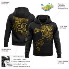 Load image into Gallery viewer, Custom Stitched Black Yellow 3D Pattern Design Tiger And Flower Sports Pullover Sweatshirt Hoodie
