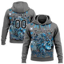 Load image into Gallery viewer, Custom Stitched Steel Gray Black-White 3D Pattern Design Tiger Sports Pullover Sweatshirt Hoodie

