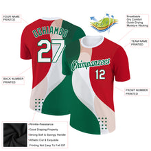 Load image into Gallery viewer, Custom Red White-Kelly Green 3D Mexico Performance T-Shirt
