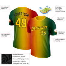 Load image into Gallery viewer, Custom Green Yellow Red-Black 3D Pattern Design Gradient Fashion Black History Month Performance T-Shirt
