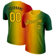 Load image into Gallery viewer, Custom Green Yellow Red-Black 3D Pattern Design Gradient Fashion Black History Month Performance T-Shirt
