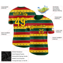 Load image into Gallery viewer, Custom Green Yellow-Black 3D Pattern Design Black History Month Performance T-Shirt
