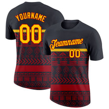 Load image into Gallery viewer, Custom Black Yellow-Red 3D Pattern Design Black History Month Performance T-Shirt
