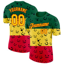 Load image into Gallery viewer, Custom Green Yellow-Red 3D Pattern Design Black History Month Performance T-Shirt
