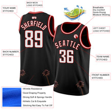 Load image into Gallery viewer, Custom Black White-Red 3D Pattern Hawaii Palm Trees Authentic Basketball Jersey
