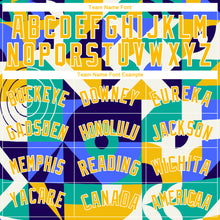 Load image into Gallery viewer, Custom Royal Gold-White 3D Pattern Design Abstract Geometric Shapes Authentic Basketball Jersey
