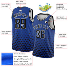 Load image into Gallery viewer, Custom Royal Black-White Triangle Shapes Authentic City Edition Basketball Jersey
