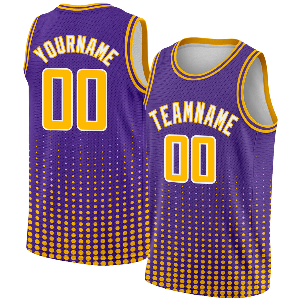 Custom Purple Gold-White Halftone Authentic City Edition Basketball Jersey