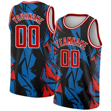 Load image into Gallery viewer, Custom Black Red-Blue 3D Pattern Design Geometric Shapes Authentic Basketball Jersey
