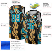 Load image into Gallery viewer, Custom Black Panther Blue-Old Gold 3D Pattern Design Geometric Shapes Authentic Basketball Jersey
