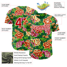 Load image into Gallery viewer, Custom Kelly Green Red-White 3D Pattern Design Northeast China Big Flower Authentic Baseball Jersey
