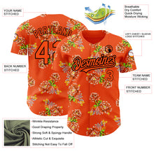 Load image into Gallery viewer, Custom Orange Black 3D Pattern Design Northeast China Big Flower Authentic Baseball Jersey
